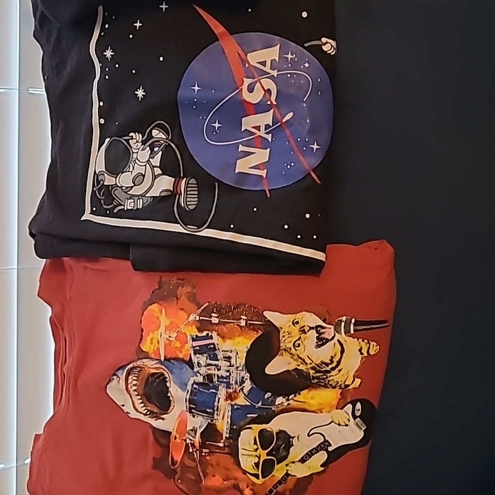 Shirts, jeans, sweaters